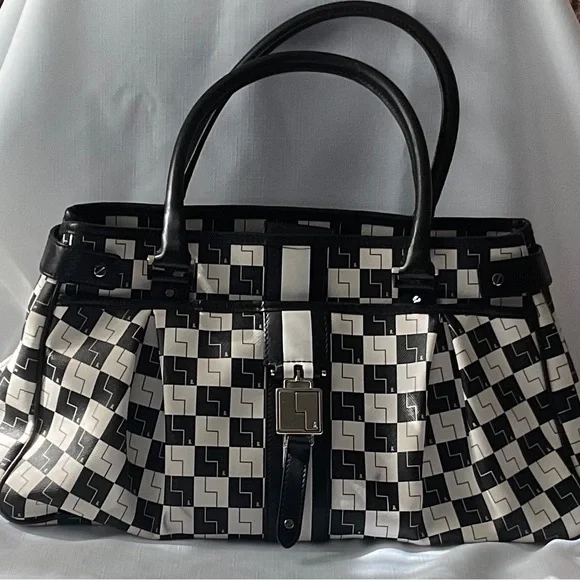L.A.M.B. Black and White Checkered Satchel - Picture 1 of 16